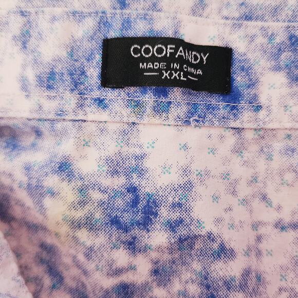 Coofandy Pink Blue Tie Dye Long Sleeve Button Up Shirt Size XXL - Picture 4 of 9